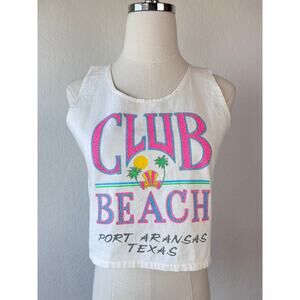 Vintage 90s Port Aransas Texas Crop Top Club Beach Summer size Medium